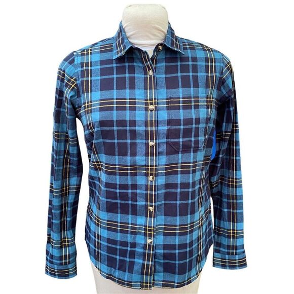 The North Face Flannel Button Front Women’s Shirt.  Size M Blue/Yellow Plaid Out - Picture 1 of 7